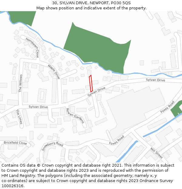 30, SYLVAN DRIVE, NEWPORT, PO30 5QS: Location map and indicative extent of plot