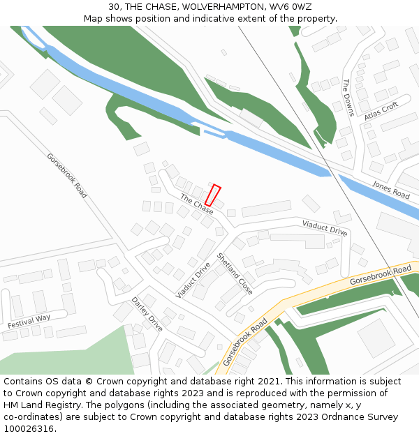 30, THE CHASE, WOLVERHAMPTON, WV6 0WZ: Location map and indicative extent of plot