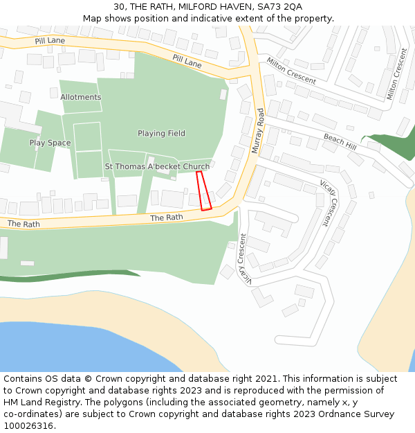 30, THE RATH, MILFORD HAVEN, SA73 2QA: Location map and indicative extent of plot