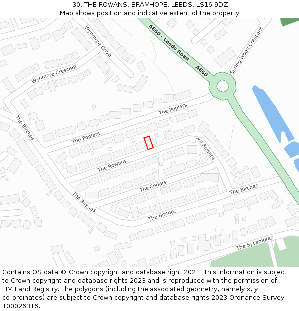 30, THE ROWANS, BRAMHOPE, LEEDS, LS16 9DZ: Location map and indicative extent of plot