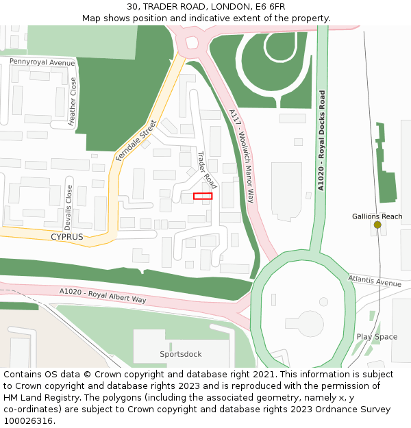 30, TRADER ROAD, LONDON, E6 6FR: Location map and indicative extent of plot