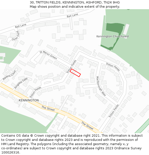 30, TRITTON FIELDS, KENNINGTON, ASHFORD, TN24 9HG: Location map and indicative extent of plot