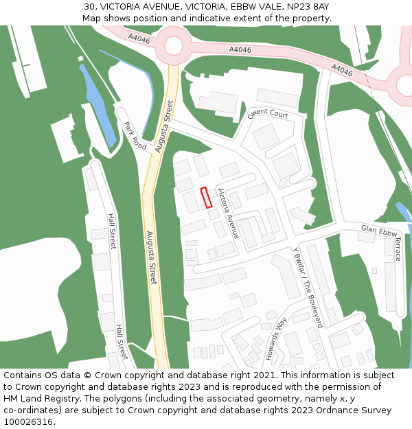 30, VICTORIA AVENUE, VICTORIA, EBBW VALE, NP23 8AY: Location map and indicative extent of plot