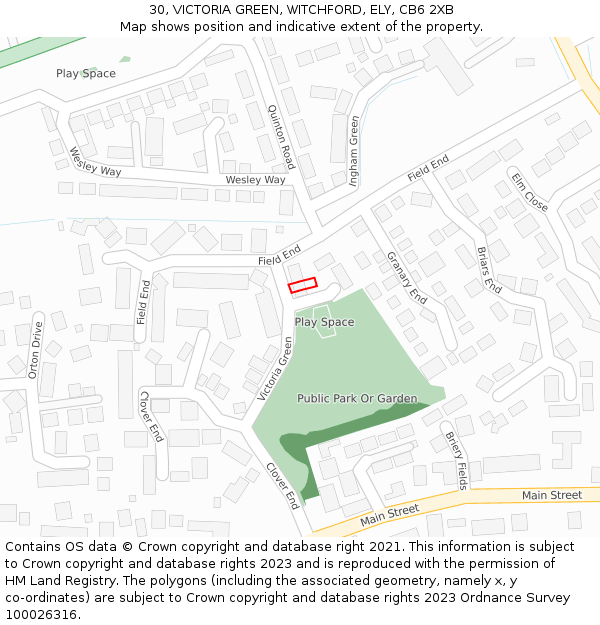 30, VICTORIA GREEN, WITCHFORD, ELY, CB6 2XB: Location map and indicative extent of plot