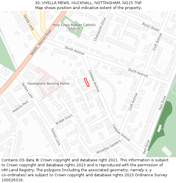 30, VIYELLA MEWS, HUCKNALL, NOTTINGHAM, NG15 7NP: Location map and indicative extent of plot