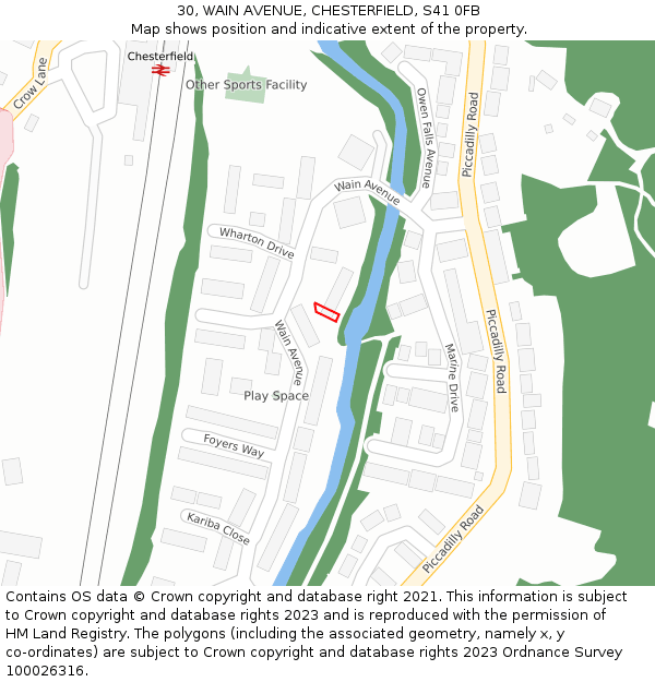 30, WAIN AVENUE, CHESTERFIELD, S41 0FB: Location map and indicative extent of plot