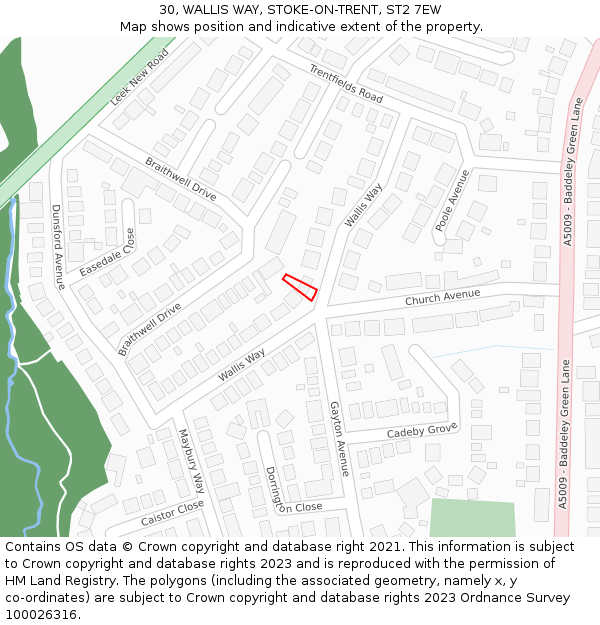 30, WALLIS WAY, STOKE-ON-TRENT, ST2 7EW: Location map and indicative extent of plot