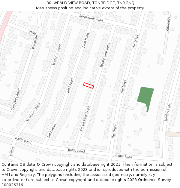 30, WEALD VIEW ROAD, TONBRIDGE, TN9 2NQ: Location map and indicative extent of plot