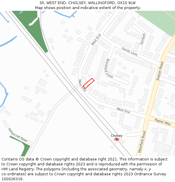 30, WEST END, CHOLSEY, WALLINGFORD, OX10 9LW: Location map and indicative extent of plot