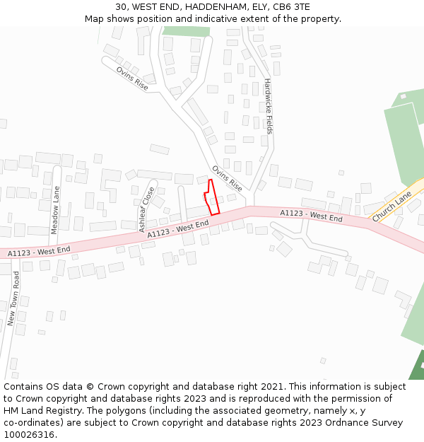 30, WEST END, HADDENHAM, ELY, CB6 3TE: Location map and indicative extent of plot