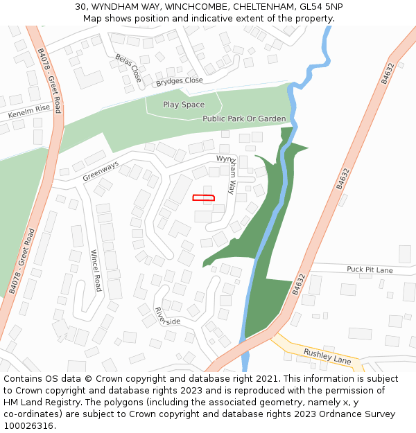 30, WYNDHAM WAY, WINCHCOMBE, CHELTENHAM, GL54 5NP: Location map and indicative extent of plot