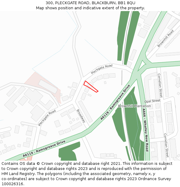 300, PLECKGATE ROAD, BLACKBURN, BB1 8QU: Location map and indicative extent of plot