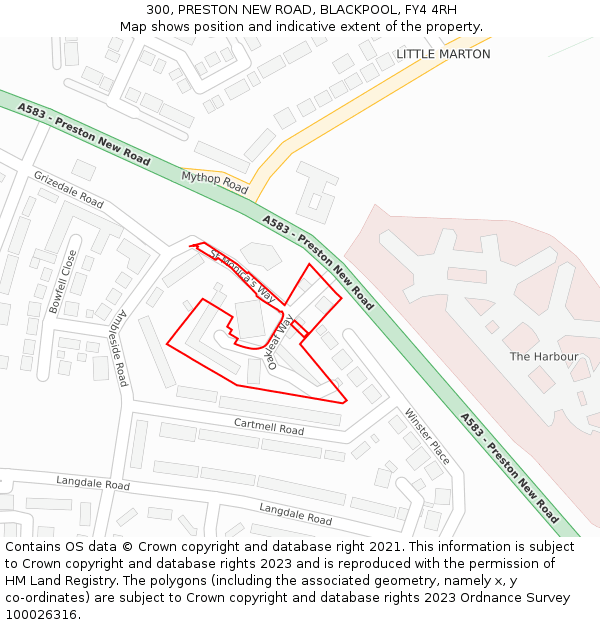 300, PRESTON NEW ROAD, BLACKPOOL, FY4 4RH: Location map and indicative extent of plot