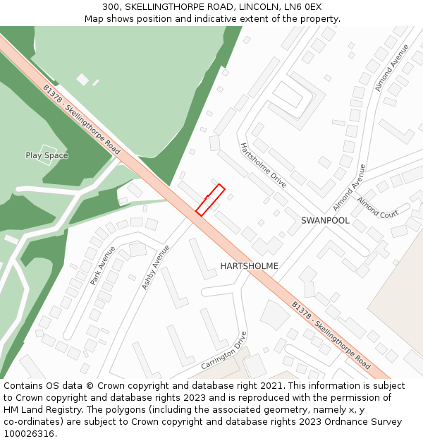 300, SKELLINGTHORPE ROAD, LINCOLN, LN6 0EX: Location map and indicative extent of plot