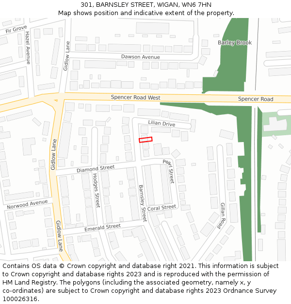 301, BARNSLEY STREET, WIGAN, WN6 7HN: Location map and indicative extent of plot