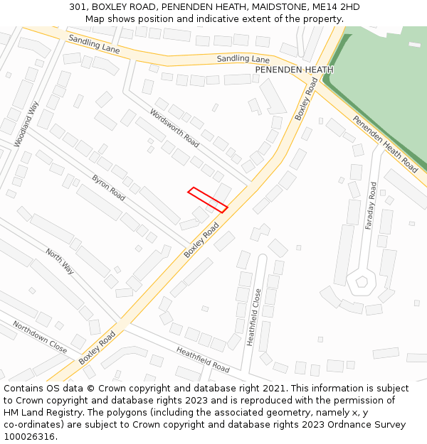 301, BOXLEY ROAD, PENENDEN HEATH, MAIDSTONE, ME14 2HD: Location map and indicative extent of plot