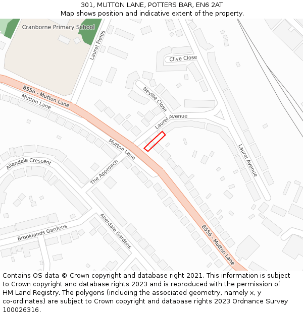 301, MUTTON LANE, POTTERS BAR, EN6 2AT: Location map and indicative extent of plot