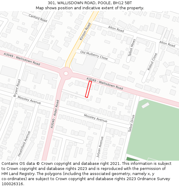 301, WALLISDOWN ROAD, POOLE, BH12 5BT: Location map and indicative extent of plot