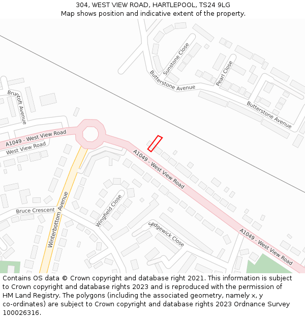 304, WEST VIEW ROAD, HARTLEPOOL, TS24 9LG: Location map and indicative extent of plot