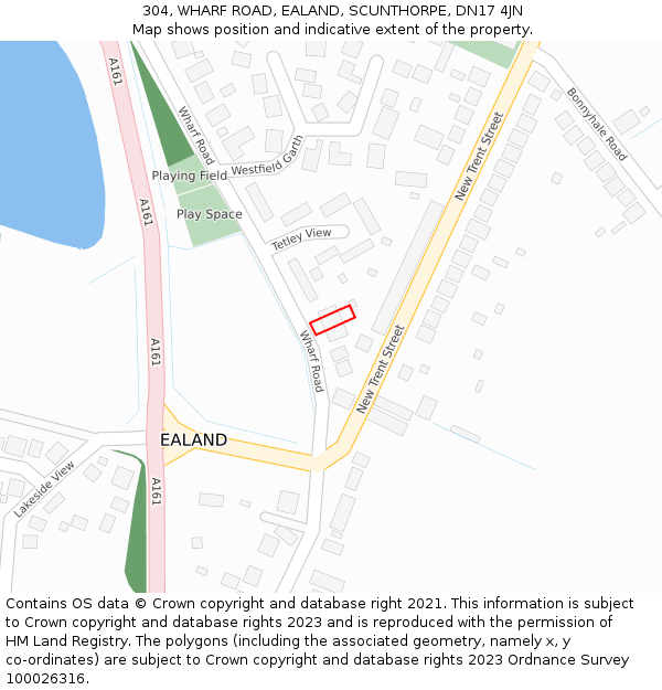 304, WHARF ROAD, EALAND, SCUNTHORPE, DN17 4JN: Location map and indicative extent of plot