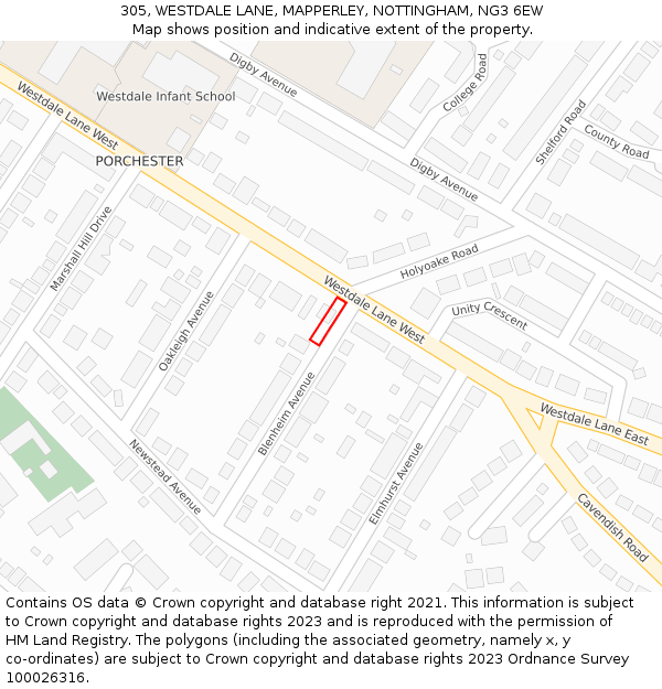 305, WESTDALE LANE, MAPPERLEY, NOTTINGHAM, NG3 6EW: Location map and indicative extent of plot