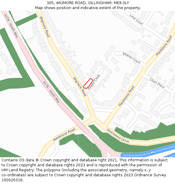 305, WIGMORE ROAD, GILLINGHAM, ME8 0LY: Location map and indicative extent of plot