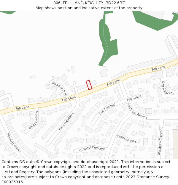 306, FELL LANE, KEIGHLEY, BD22 6BZ: Location map and indicative extent of plot