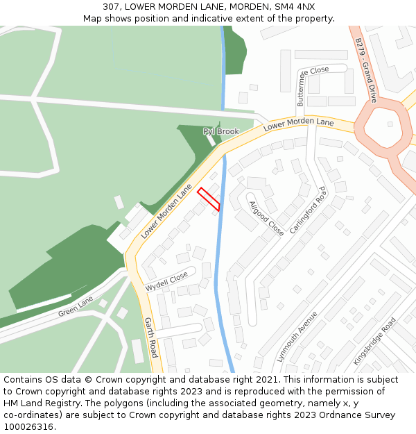 307, LOWER MORDEN LANE, MORDEN, SM4 4NX: Location map and indicative extent of plot