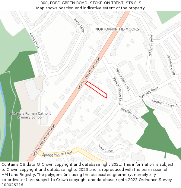 308, FORD GREEN ROAD, STOKE-ON-TRENT, ST6 8LS: Location map and indicative extent of plot