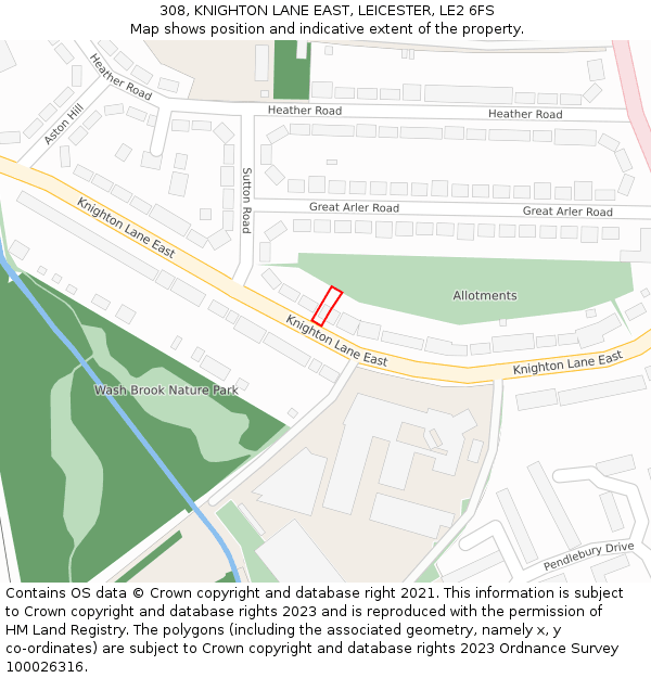 308, KNIGHTON LANE EAST, LEICESTER, LE2 6FS: Location map and indicative extent of plot