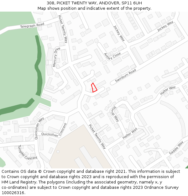 308, PICKET TWENTY WAY, ANDOVER, SP11 6UH: Location map and indicative extent of plot