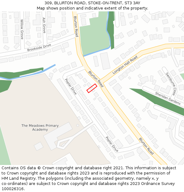 309, BLURTON ROAD, STOKE-ON-TRENT, ST3 3AY: Location map and indicative extent of plot