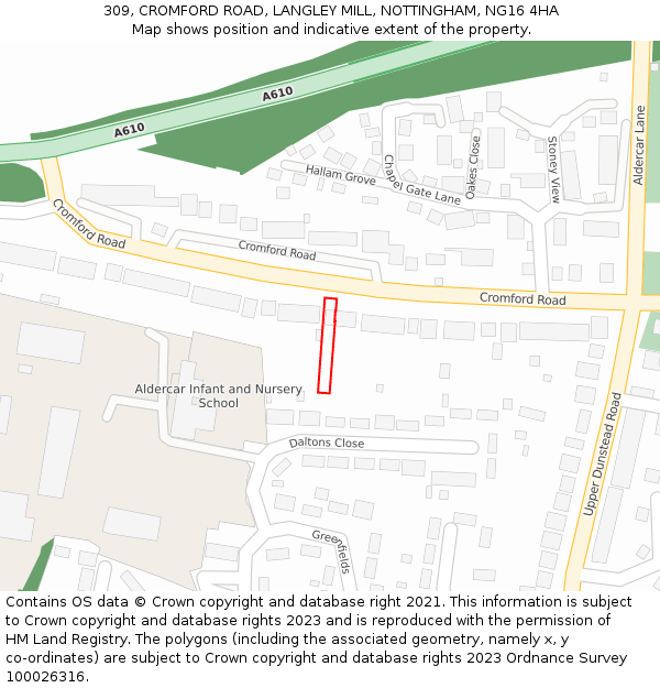 309, CROMFORD ROAD, LANGLEY MILL, NOTTINGHAM, NG16 4HA: Location map and indicative extent of plot