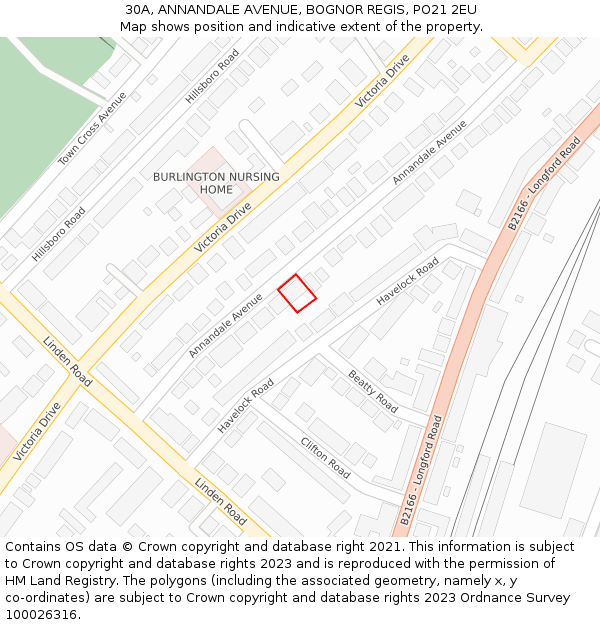 30A, ANNANDALE AVENUE, BOGNOR REGIS, PO21 2EU: Location map and indicative extent of plot