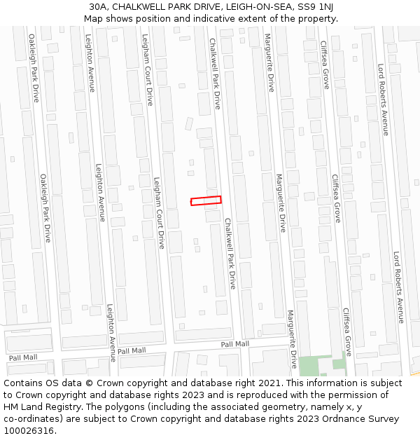 30A, CHALKWELL PARK DRIVE, LEIGH-ON-SEA, SS9 1NJ: Location map and indicative extent of plot