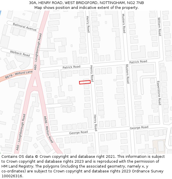 30A, HENRY ROAD, WEST BRIDGFORD, NOTTINGHAM, NG2 7NB: Location map and indicative extent of plot