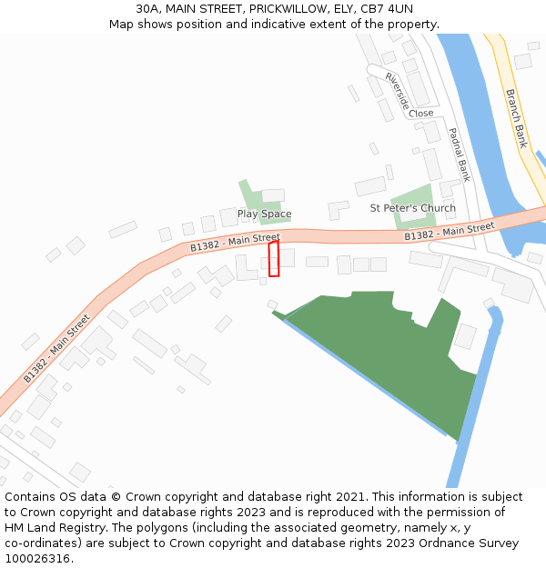 30A, MAIN STREET, PRICKWILLOW, ELY, CB7 4UN: Location map and indicative extent of plot