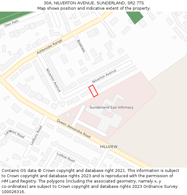 30A, NILVERTON AVENUE, SUNDERLAND, SR2 7TS: Location map and indicative extent of plot