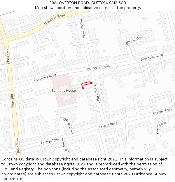 30A, OVERTON ROAD, SUTTON, SM2 6QR: Location map and indicative extent of plot