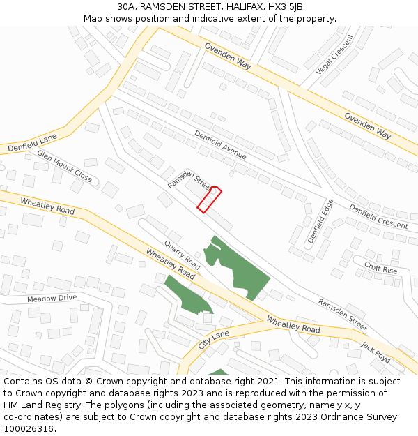 30A, RAMSDEN STREET, HALIFAX, HX3 5JB: Location map and indicative extent of plot