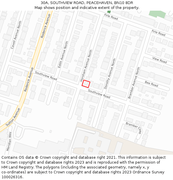 30A, SOUTHVIEW ROAD, PEACEHAVEN, BN10 8DR: Location map and indicative extent of plot