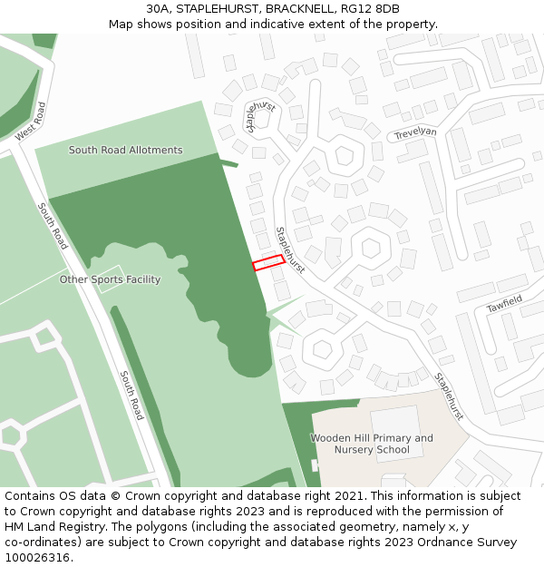 30A, STAPLEHURST, BRACKNELL, RG12 8DB: Location map and indicative extent of plot
