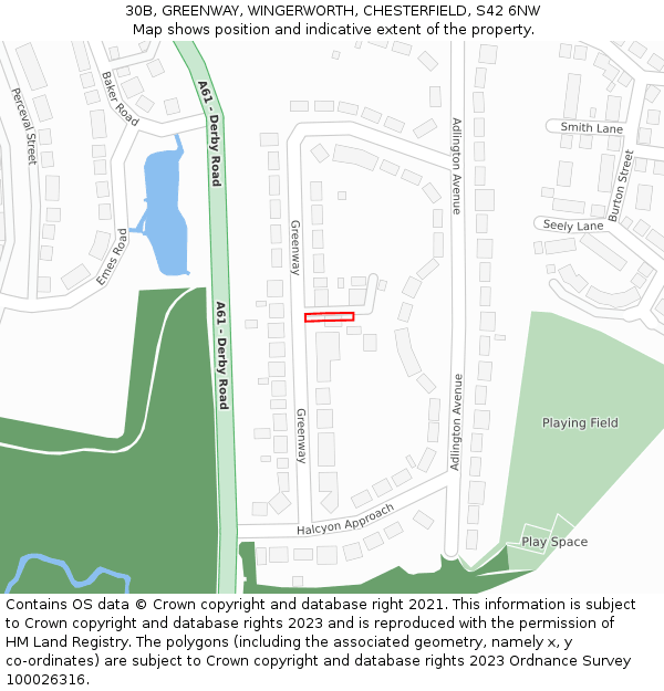 30B, GREENWAY, WINGERWORTH, CHESTERFIELD, S42 6NW: Location map and indicative extent of plot