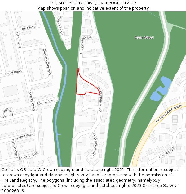 31, ABBEYFIELD DRIVE, LIVERPOOL, L12 0JP: Location map and indicative extent of plot