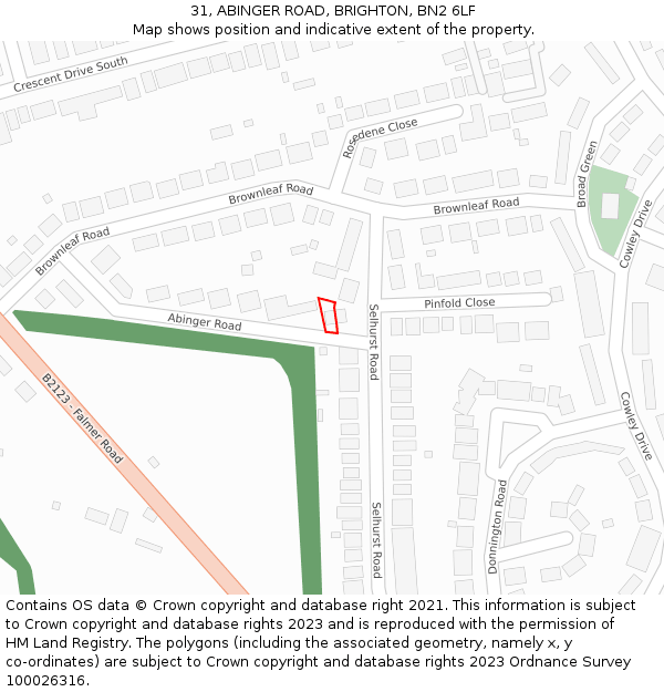 31, ABINGER ROAD, BRIGHTON, BN2 6LF: Location map and indicative extent of plot
