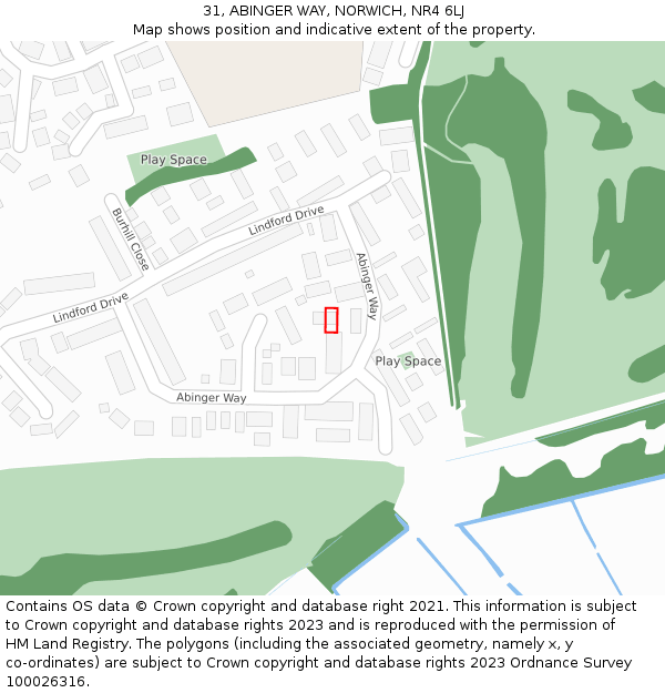 31, ABINGER WAY, NORWICH, NR4 6LJ: Location map and indicative extent of plot