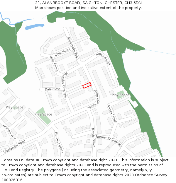 31, ALANBROOKE ROAD, SAIGHTON, CHESTER, CH3 6DN: Location map and indicative extent of plot