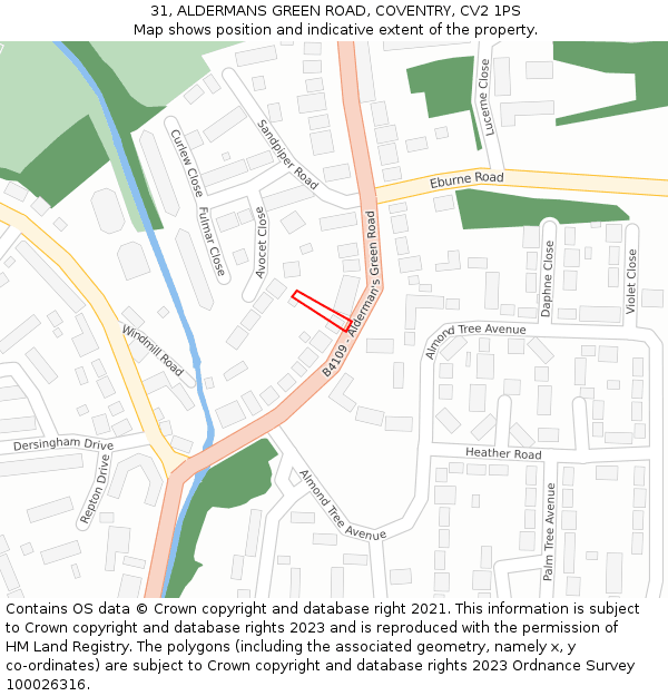 31, ALDERMANS GREEN ROAD, COVENTRY, CV2 1PS: Location map and indicative extent of plot