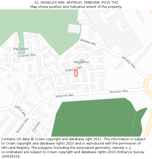 31, ANGELICA WAY, WHITELEY, FAREHAM, PO15 7HZ: Location map and indicative extent of plot