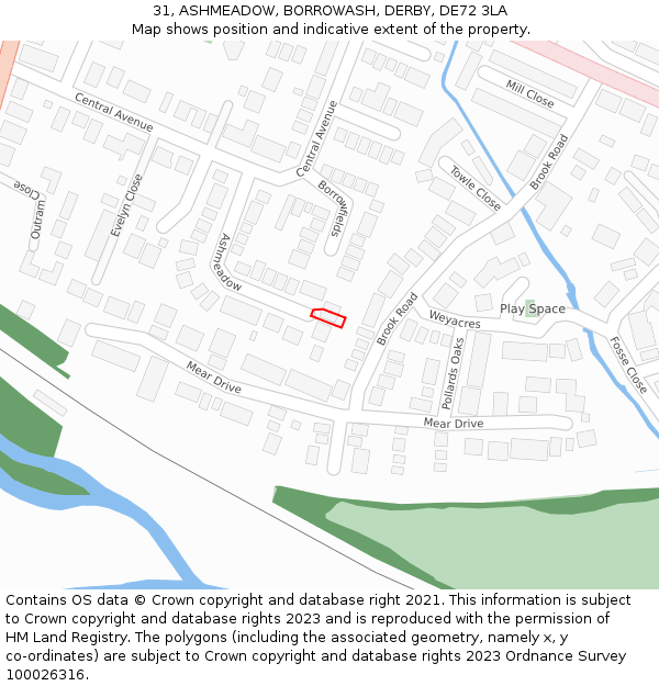 31, ASHMEADOW, BORROWASH, DERBY, DE72 3LA: Location map and indicative extent of plot